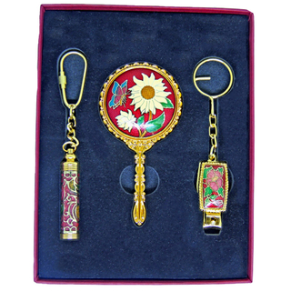 鑰匙圈吊飾& 手拿鏡 | 景泰藍香水瓶鑰匙圈&指甲剪與化妝鏡禮品組